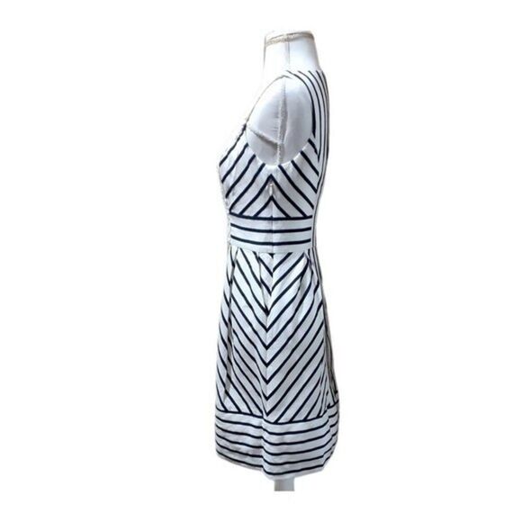 Anthropologie Maeve Chessia Striped Lace Sleeveless Dress Size 0 Black & Ivory - Picture 5 of 10